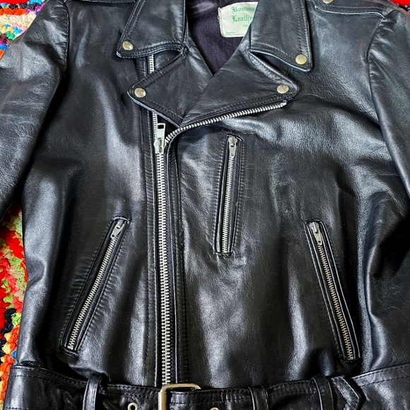 Mens Leather Motorcycle Jacket - Picture 1 of 9